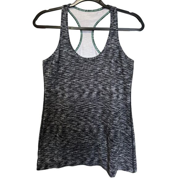 Lululemon Cool Racerback Tank Top Sleeveless Heathered Gray White Size 4 - Picture 3 of 8